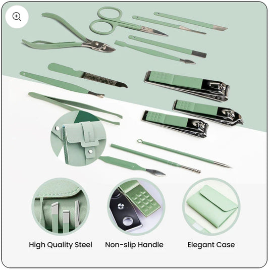 Manicure and Pedicure Tool Kit for Women and Men (16 Pcs)