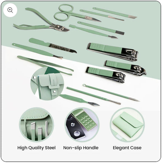 Manicure and Pedicure Tool Kit for Women and Men (16 Pcs)