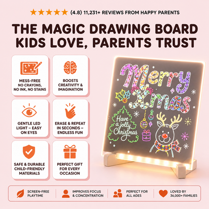 LED Acrylic Writing Board with Light & 7 Pens
