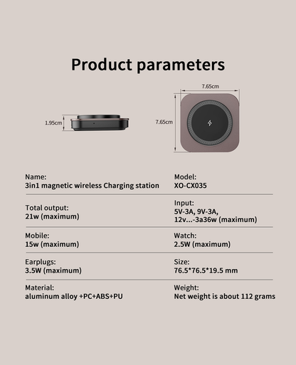 3-in-1 Foldable Magnetic with MagSafe Wireless Charger