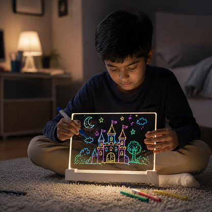 LED Acrylic Writing Board with Light & 7 Pens