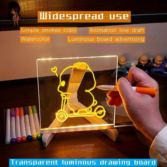 LED Acrylic Writing Board with Light & 7 Pens