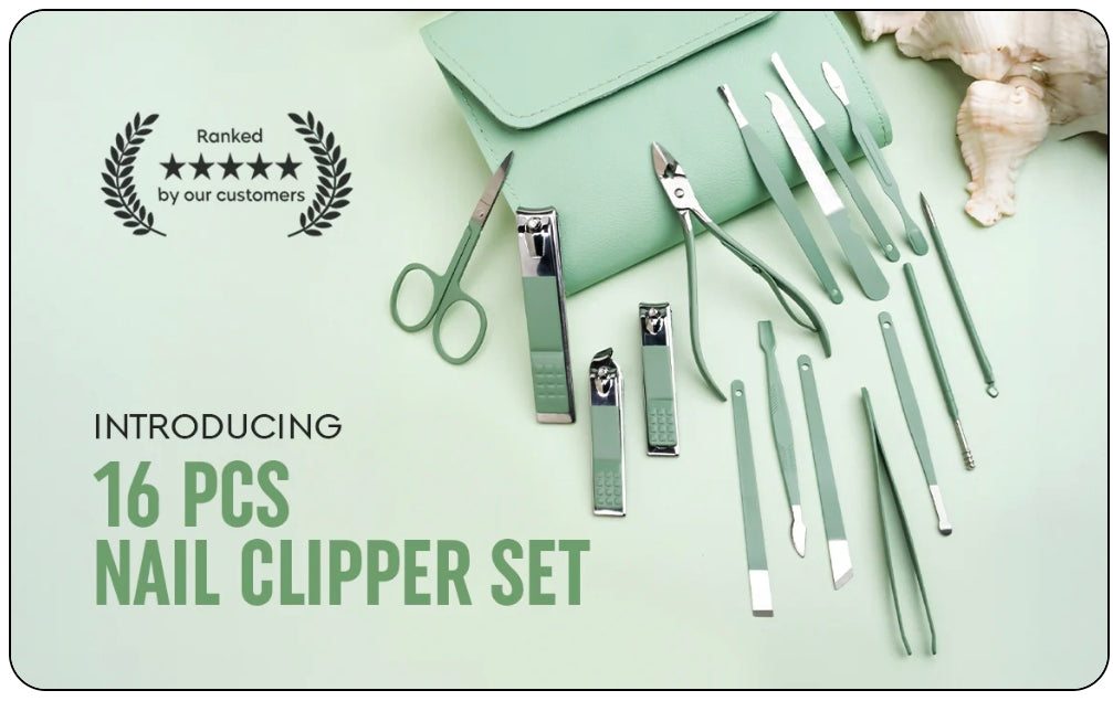 Manicure and Pedicure Tool Kit for Women and Men (16 Pcs)