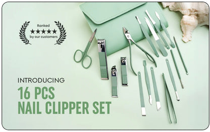 Manicure and Pedicure Tool Kit for Women and Men (16 Pcs)