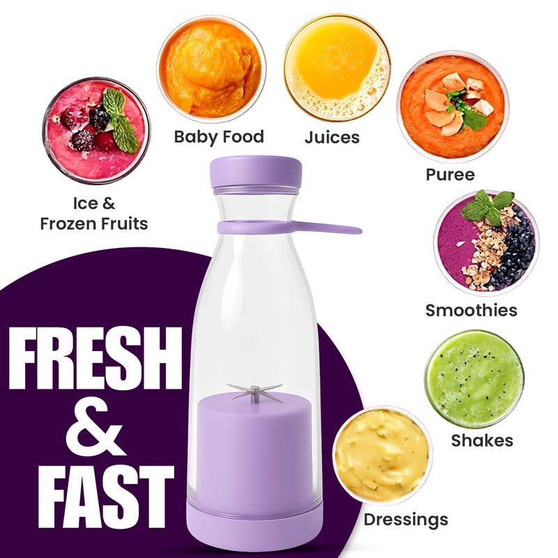 Blender Portable Juicer For Smoothie Juice Vegetable Shakes With 4 Blades Wireless Charging Mini Personal Size Mixer Bottle Grinder