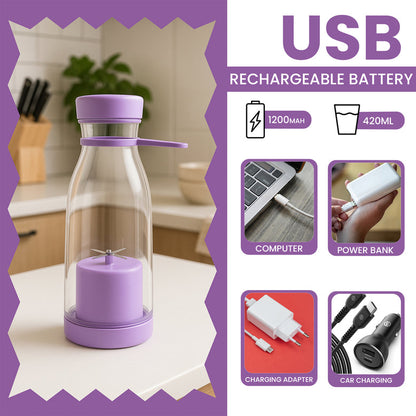 Blender Portable Juicer For Smoothie Juice Vegetable Shakes With 4 Blades Wireless Charging Mini Personal Size Mixer Bottle Grinder
