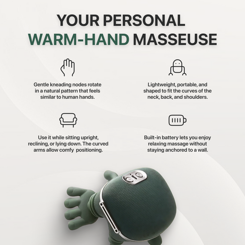 Bionic Heated Massager,Wireless Portable 4D Shiatsu Neck & Back Massager with Heat Therapy
